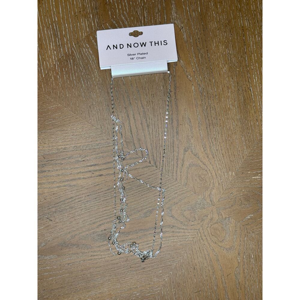 AND NOW THIS Silver Plated Layered Chain Necklace 18” Adjustable New - Picture 4 of 6